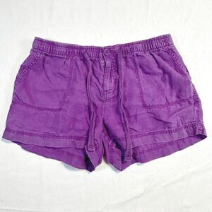 Vintage 00s STYLUS Women's Purple Linen Drawstring Casual Short Size M Core